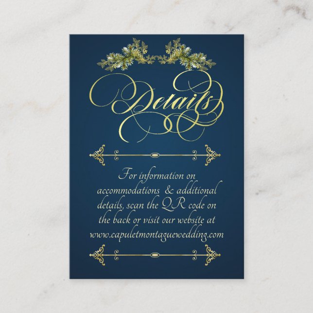 Elegant Script & Monogram - Blue/Gold Enclosure Card (Front)