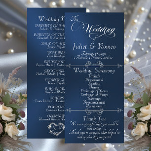 Elegant Script & Monogram - Blue Wedding Programme