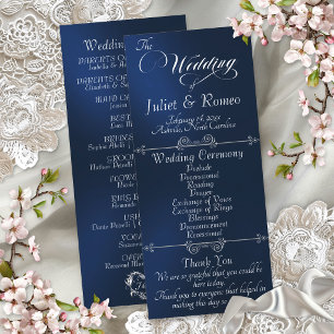 Elegant Script & Monogram - Blue Wedding Programme