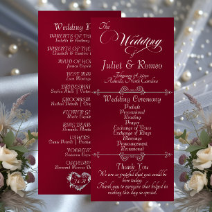 Elegant Script & Monogram - Burgundy Wedding Programme