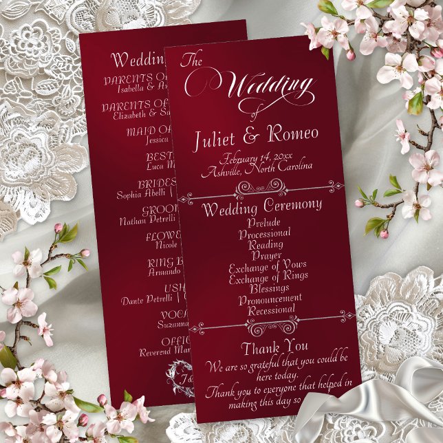 Elegant Script & Monogram - Burgundy Wedding Programme (Creator Uploaded)