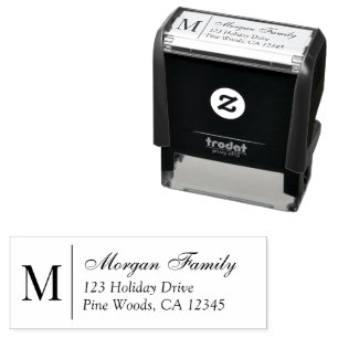 Elegant Script Monogram Christmas Return Address Self-inking Stamp