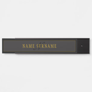 Elegant Script Monogram Dark Navy Blue Grey & Gold Door Sign