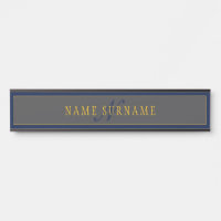 Elegant Script Monogram Dark Navy Blue Grey & Gold