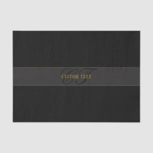 Elegant Script Monogram Dark Navy Blue Grey & Gold Tissue Paper
