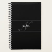 Elegant Script Monogram Editable Black Grey White