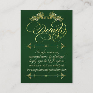 Elegant Script & Monogram - Emerald/Gold Enclosure Card