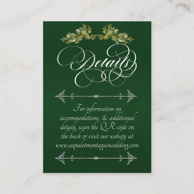 Elegant Script & Monogram - Emerald/Silver Enclosure Card (Front)