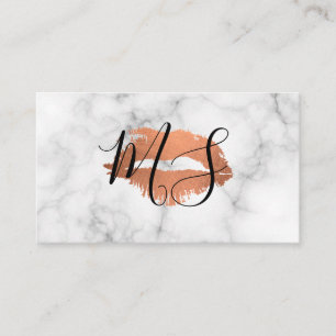 Elegant Script Monogram Glamour Kiss Marble Business Card