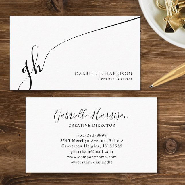 Elegant Script Monogram Initials Calligraphy Swash Business Card (Creator Uploaded)