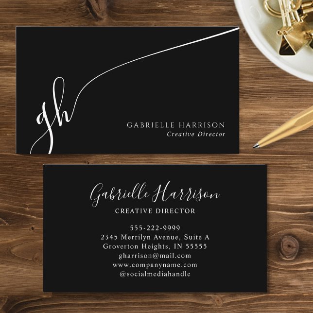 Elegant Script Monogram Initials Calligraphy Swash Business Card (Creator Uploaded)