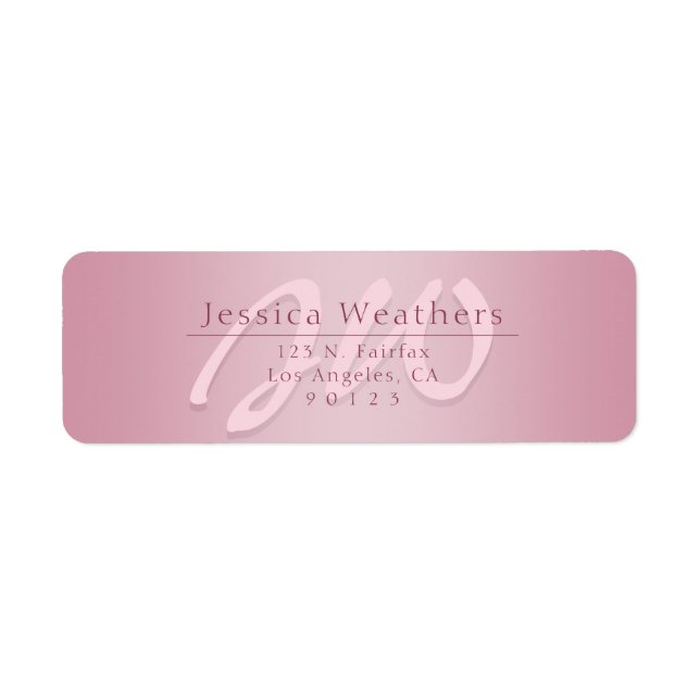 Elegant Script Monogram Mauve Ombre Return Address (Front)