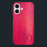 Elegant Script Monogram Metallic Pink iPhone 16 Case<br><div class="desc">Monogrammed pink magenta ombre metallic cell phone case with your choice of font styles and colors (shown with an elegant script calligraphy font in dark magenta). PHONE OPTIONS: The sample is shown in the iPhone 16 model and Barely There case style--other phone models and case style are shown on the...</div>