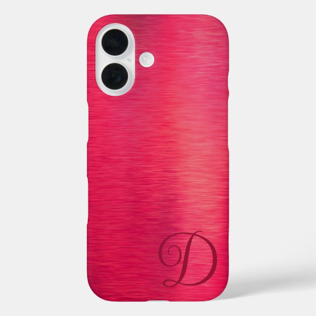 Elegant Script Monogram Metallic Pink Case-Mate iPhone Case (Back)
