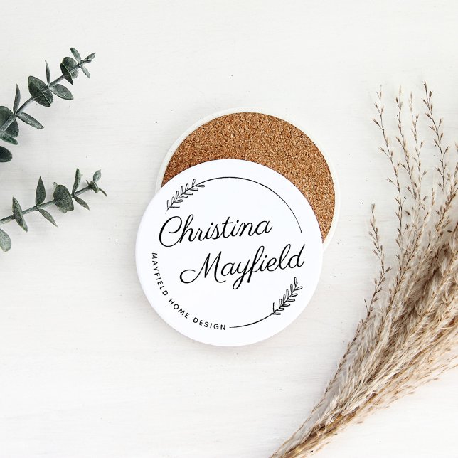 Elegant Script Monogram Name Business Logo Coaster (Creator Uploaded)