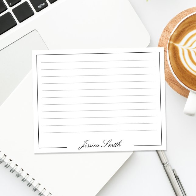 Elegant Script Monogram Name Lined Card (Creator Uploaded)