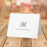 Elegant Script Monogram Navy Blue Note Cards<br><div class="desc">This folded note card design features a pretty script initial with space for a name beneath. Click the customize button if you would like to move/scale the images and further modify the text! Variations of this design, additional colors, as well as coordinating products are available in our shop, zazzle.com/store/doodlelulu. Contact...</div>