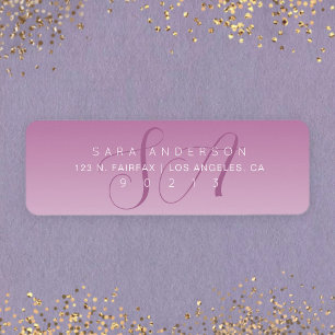 Elegant Script Monogram Ombre Mauve Return Address