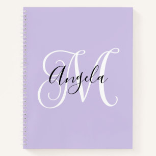 Elegant Script Monogram Pale Lavender Notebook