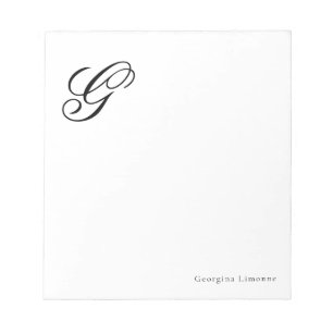Elegant Script Monogram Personalised Notepad