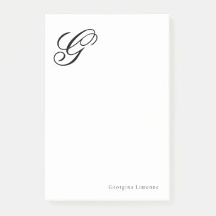 Elegant Script Monogram Personalised Post-it Notes