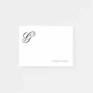 Elegant Script Monogram Personalised Post-it Notes
