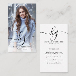 Elegant Script Monogram Photo Business Card