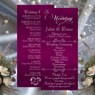 Elegant Script & Monogram - Plum Wedding Programme