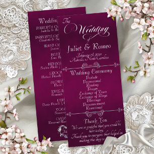 Elegant Script & Monogram - Plum Wedding Programme