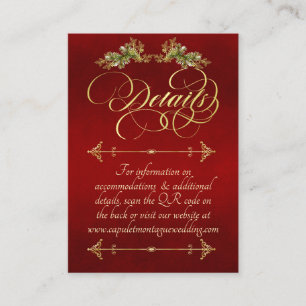 Elegant Script & Monogram - Red/Gold Enclosure Card
