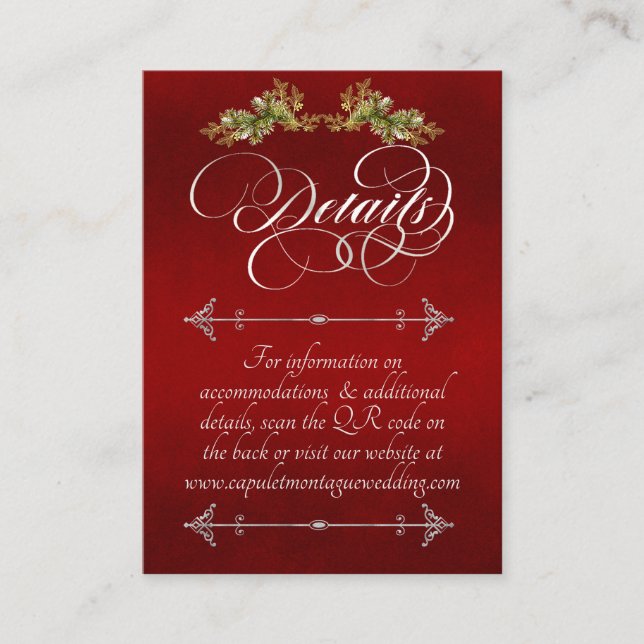 Elegant Script & Monogram - Red/Silver Enclosure Card (Front)
