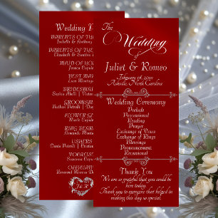 Elegant Script & Monogram - Red Wedding Programme