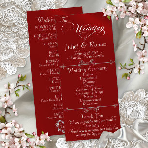 Elegant Script & Monogram - Red Wedding Programme