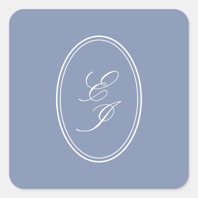 Elegant Script Monogram Self Adhesive Wedding Square Sticker (Front)