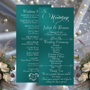 Elegant Script & Monogram - Teal Wedding Programme