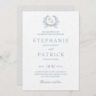 Elegant script monogram wedding invitation