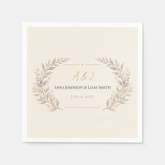 Elegant Script Monogram Wedding Napkins  (Front)