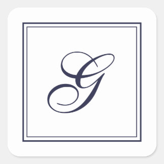 Elegant Script Monogram with Border Square Sticker