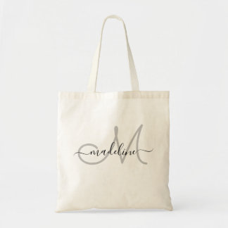 Elegant Script Monogrammed Name Modern Trendy Tote Bag