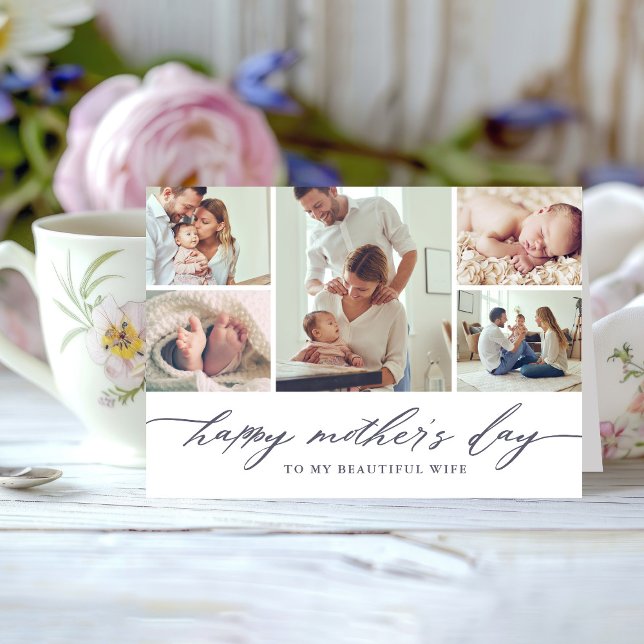 Elegant Script Mother's Day Photo Collage Card (Creator Uploaded)