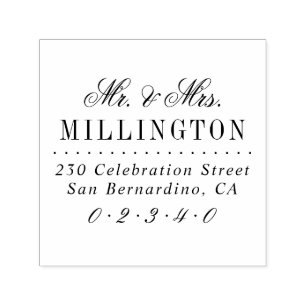Elegant Script Mr & Mrs Wedding Return Address Self-inking Stamp