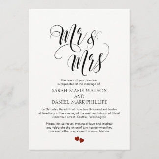 Elegant Script Mr & Mrs Wedding Typography Invite