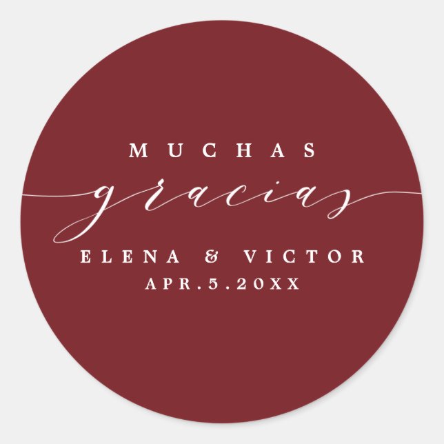 ELEGANT SCRIPT MUCHAS GRACIAS | THANK YOU STICKER (Front)