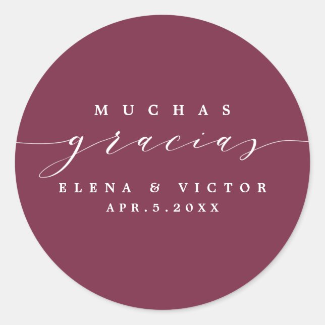 ELEGANT SCRIPT MUCHAS GRACIAS | THANK YOU STICKER (Front)