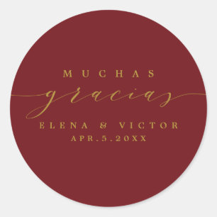 ELEGANT SCRIPT MUCHAS GRACIAS   THANK YOU STICKER