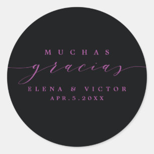 ELEGANT SCRIPT MUCHAS GRACIAS   THANK YOU STICKER