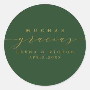 ELEGANT SCRIPT MUCHAS GRACIAS   THANK YOU STICKER