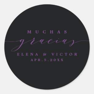ELEGANT SCRIPT MUCHAS GRACIAS   THANK YOU STICKER