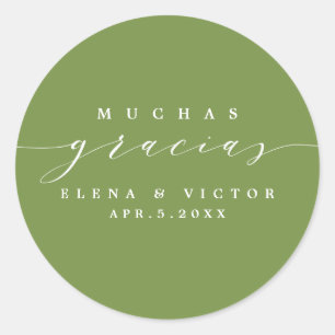 ELEGANT SCRIPT MUCHAS GRACIAS   THANK YOU STICKER