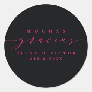 ELEGANT SCRIPT MUCHAS GRACIAS   THANK YOU STICKER